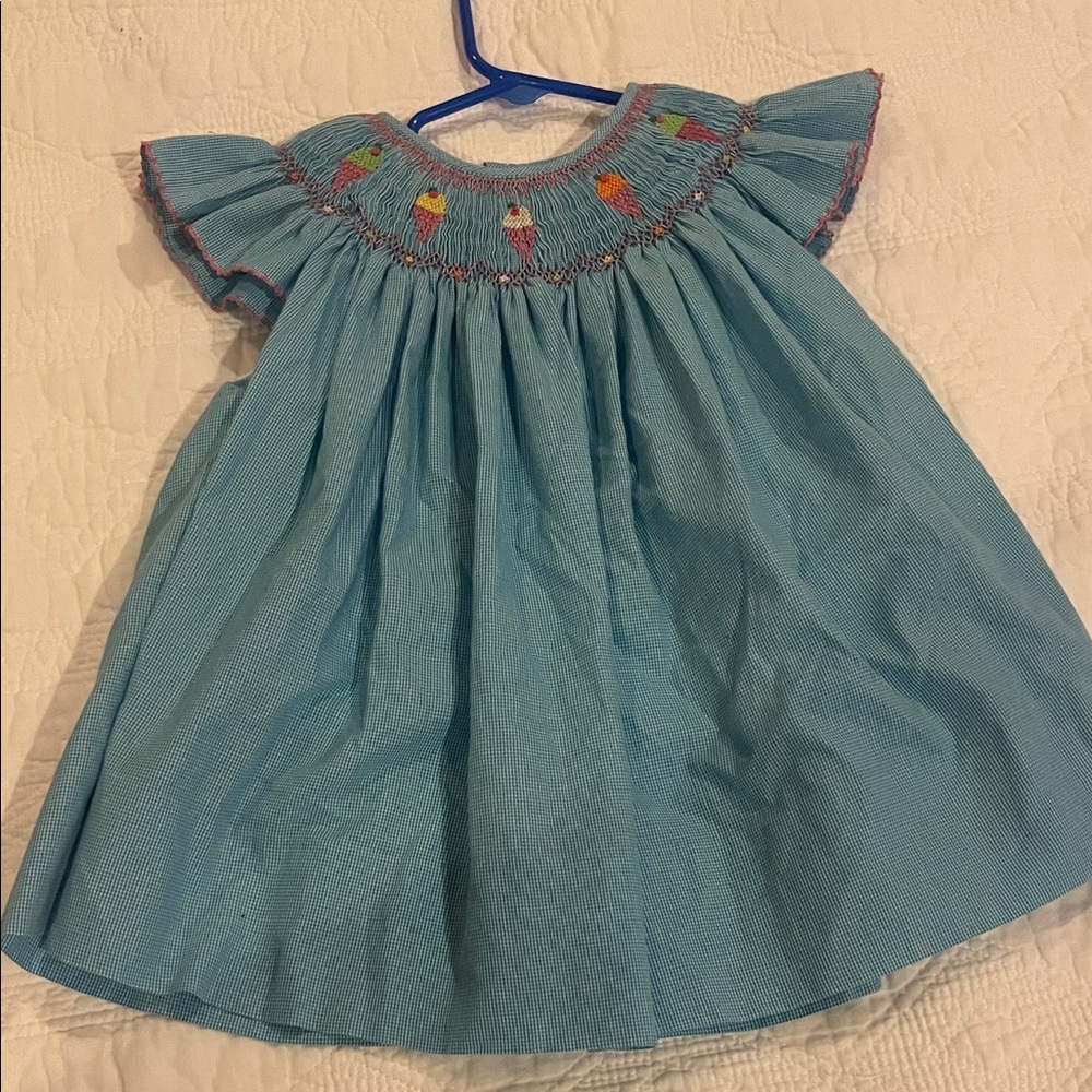 Charming Blue Baby Dress with Embroidery